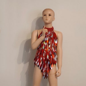 KIDS Size !! New Model ! RED color Crystal Sequin Beads Leotard-Samba Costumes Carnival Show Girl Las Vegas festival School Ball