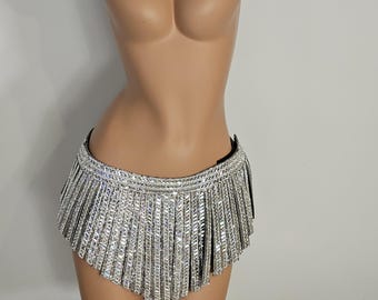 Traje de espejo plateado - Disfraces de samba - Chica de carnaval - Rave - Las Vegas - Cabaret - Burning Man - Brasil - Lady Gaga