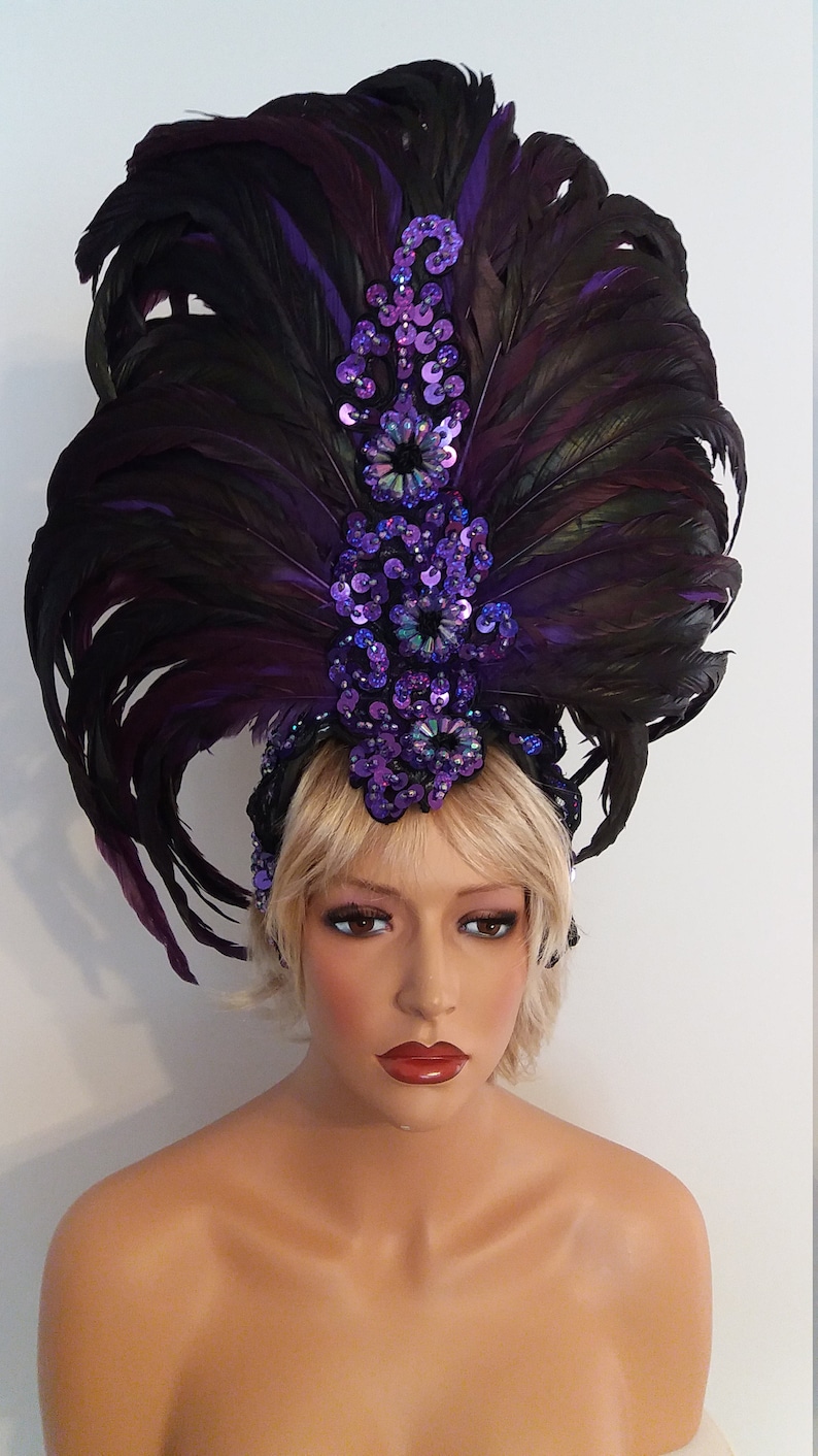PURPLE Feather Headpieceheaddresssamba Costumes Etsy