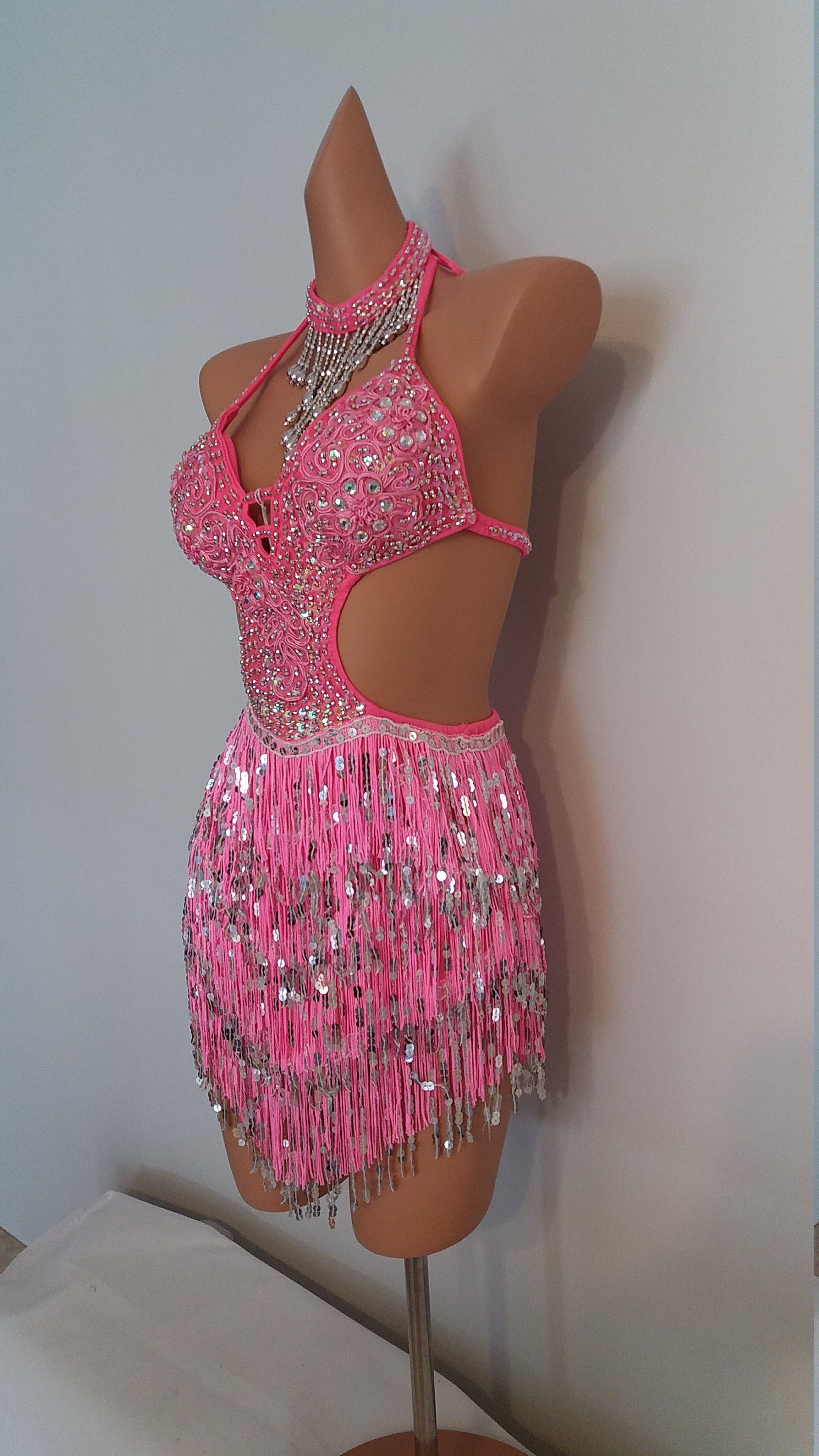 Baby PINK Sequin Fringe Dress-samba Costumes Carnival Show - Etsy