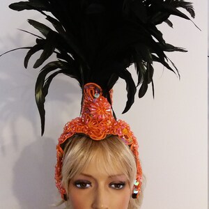 Orange Sequin Feather Headdress, Samba Carnival Costume - Etsy