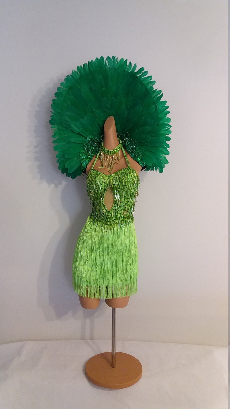 GREEN Feather Collarsamba Costumes Carnivalmardi Gras Show Etsy