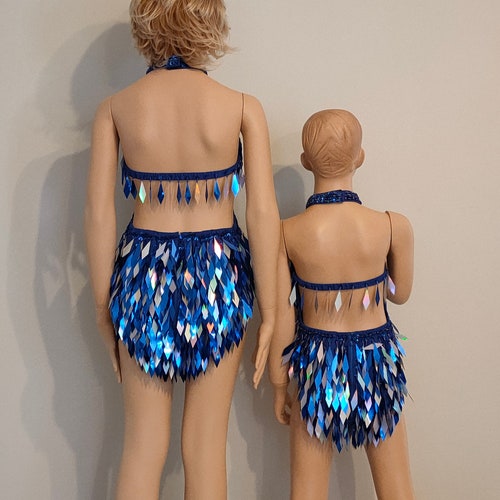 KIDS shops Size !! New Model ! ROYAL BLUE color Crystal Sequin Beads Leotard-Samba Costumes Carnival Show Girl Las Vegas festival School Ball