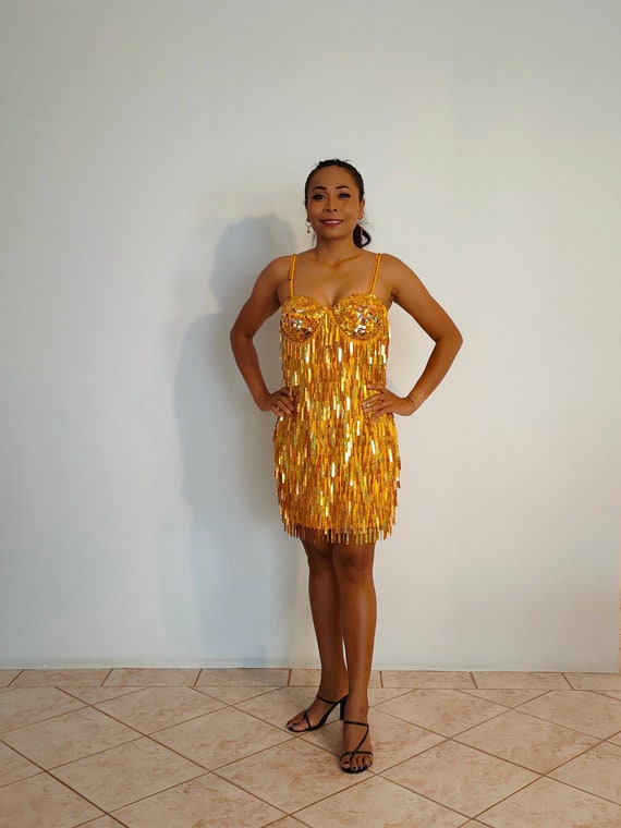 GOLD Sequin Beads Dress-size AU 10-12(M/L) Samba Costumes Carnival Show  Girl Las Vegas Notting Hill Pride Parade Festival School Ball Brazil - Etsy  Australia