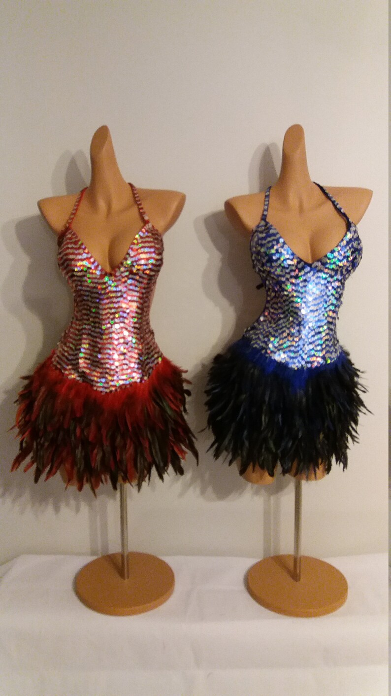 BLACK/Silver Sequin Feather Dress Samba Costumes Carnival Etsy