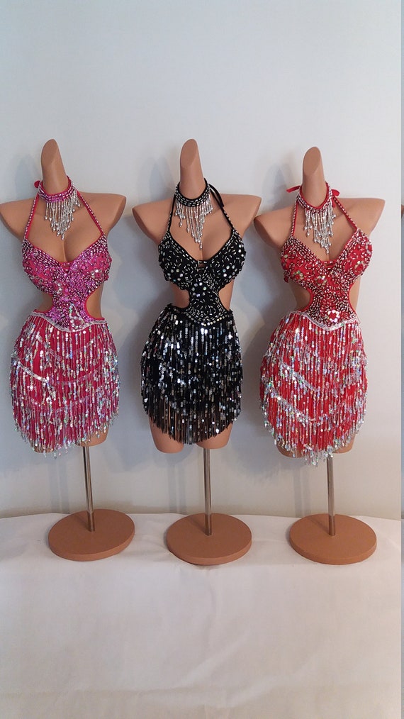 burlesque sequin dress GOLD Sequin Fringe Dress Samba Costumes Carnival Show Girl Las Vegas  Burlesque-cabaret Pride Parade