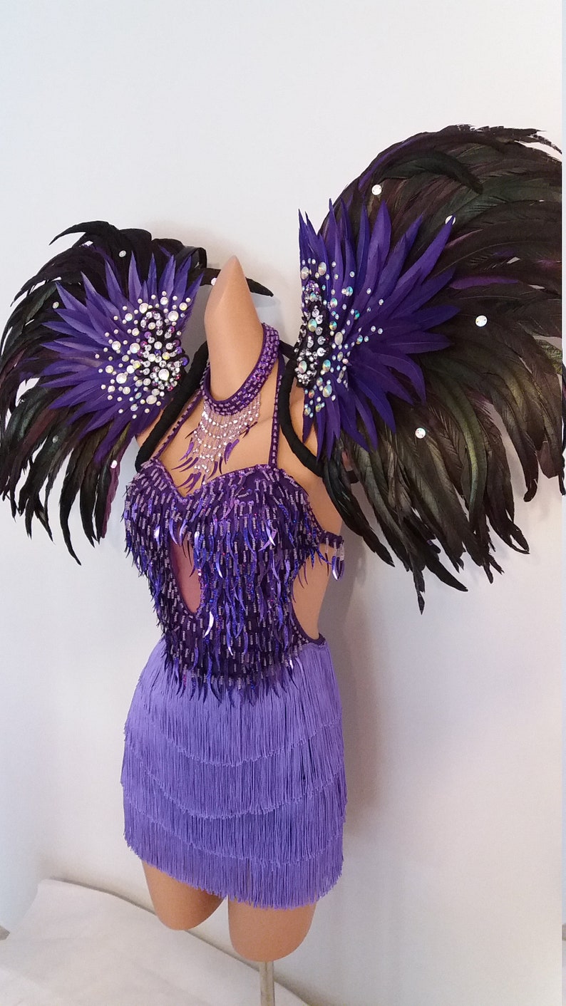 PURPLE Feather Wings/backpacksamba Costumes Carnivalmardi Etsy