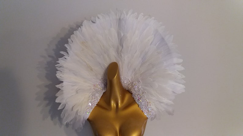 All WHITE Feather Collar-Samba Costumes Carnival-Mardi Gras Show Girl Las Vegas Notting Hill Pride Parade Brazilian Carnaval BM-FC-Ww