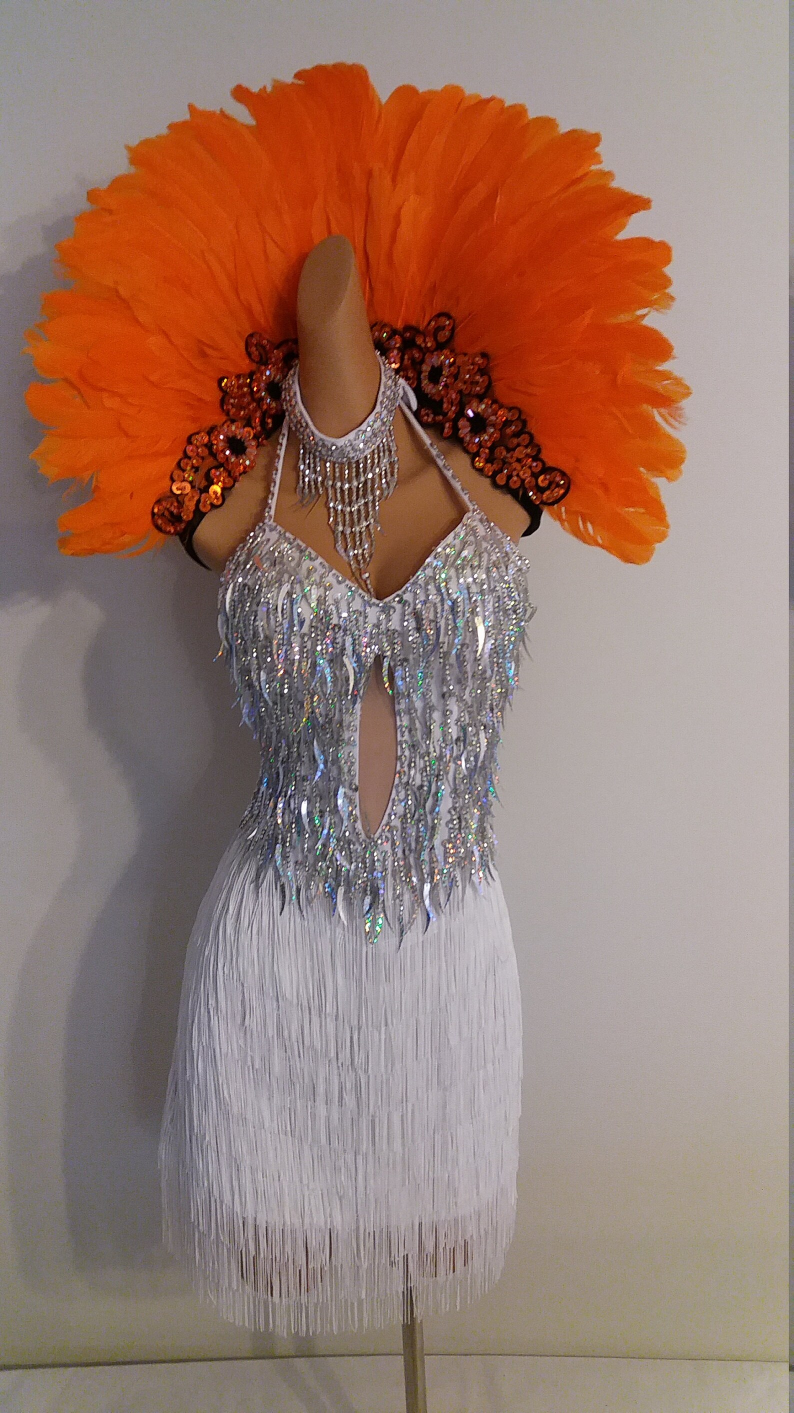 ORANGE Feather Collarsamba Costumes Carnivalmardi Gras Show Etsy