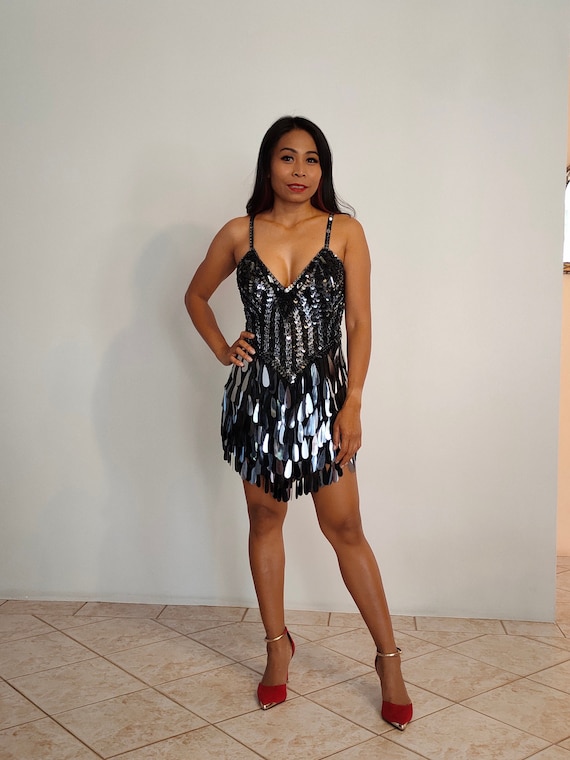 knee length dresses for ladies Le Lis Women's Staying Awake Sequin Strapless Draped Mini Dress in Green