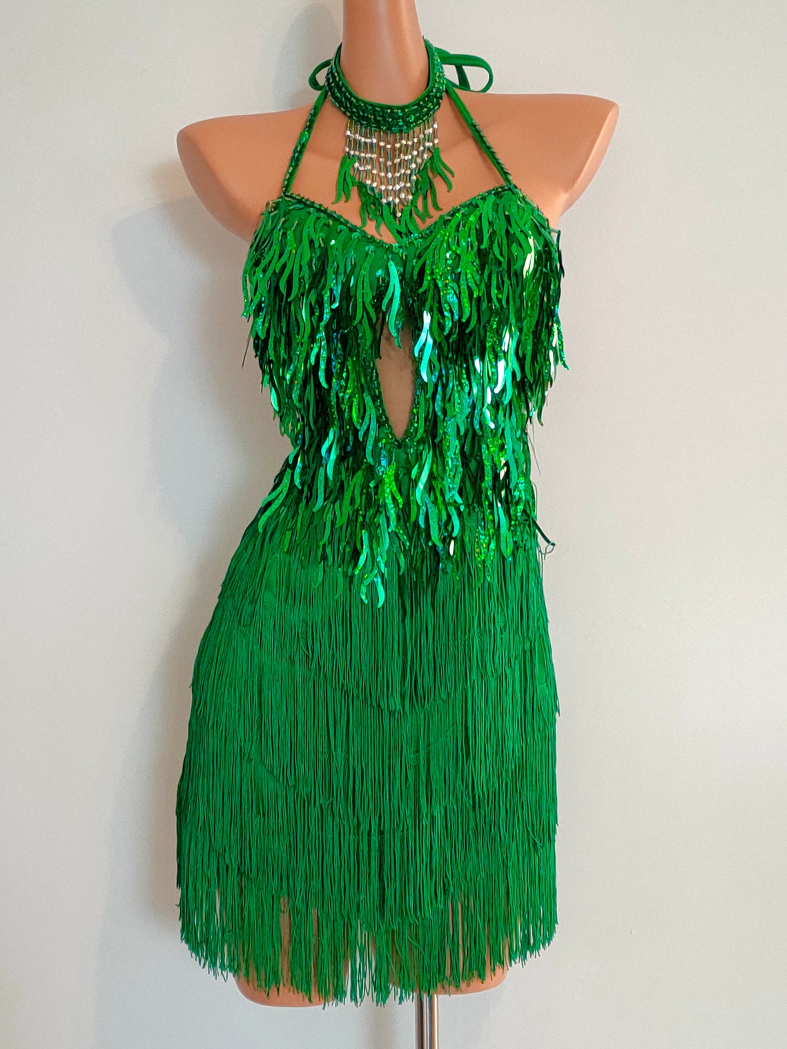 Dark Green Beads Fringe Dress-samba Costumes Carnival Show | Etsy