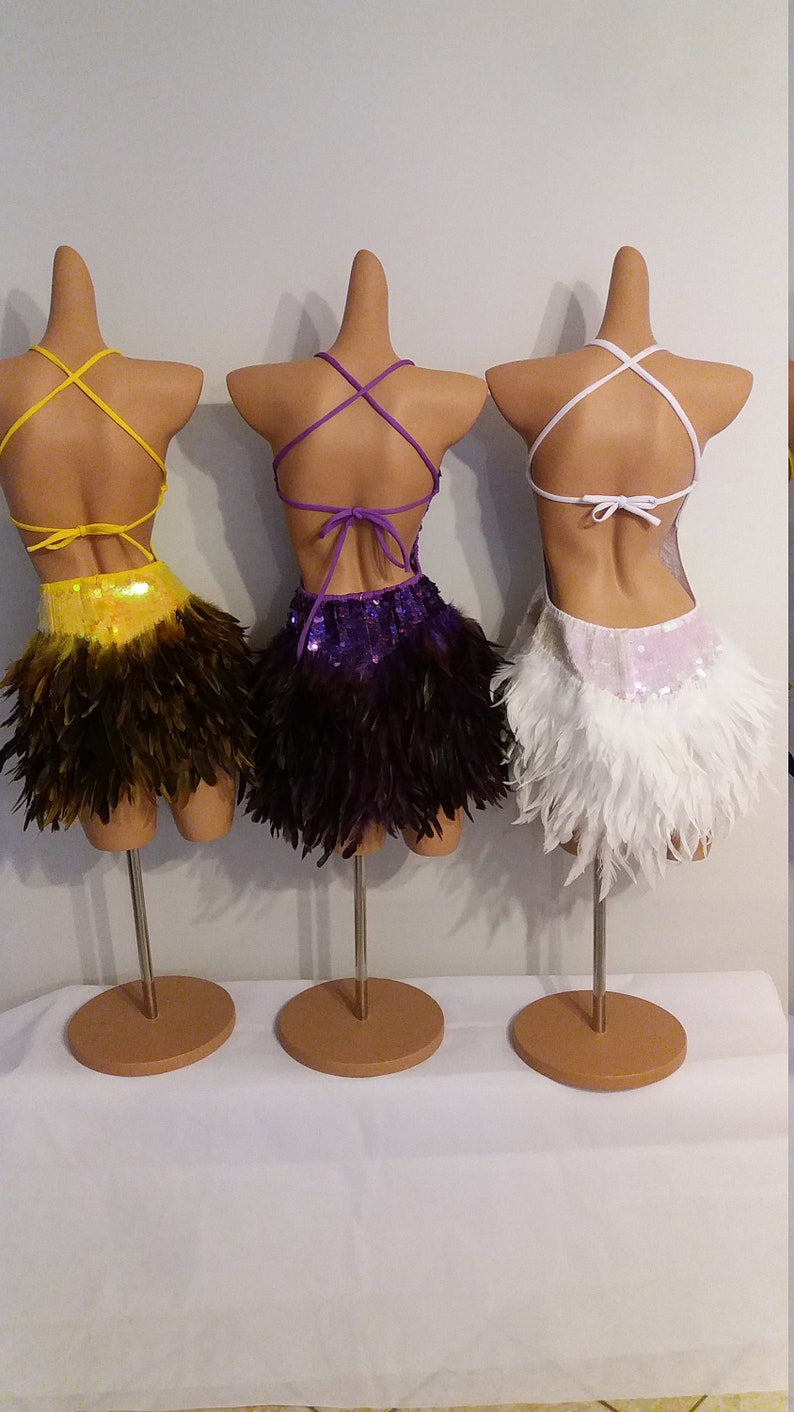 YELLOW Sequin Feather Dress Samba Costumes Carnival Show Girl Etsy