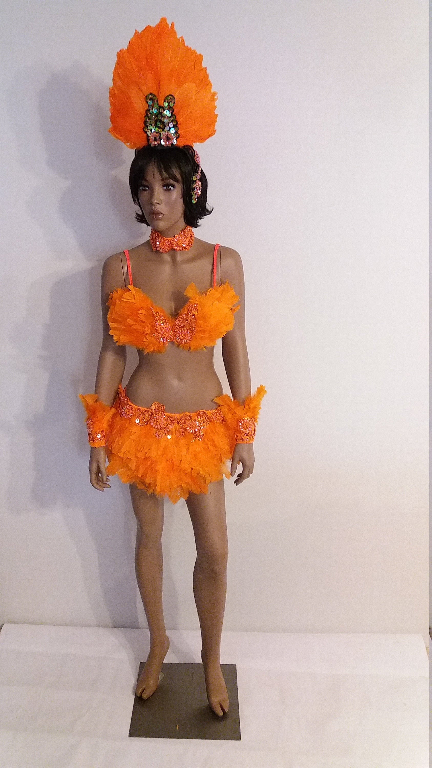 Orange BIKINI-34 Inch Size M/L Feather Skirt-samba Costumes - Etsy New  Zealand
