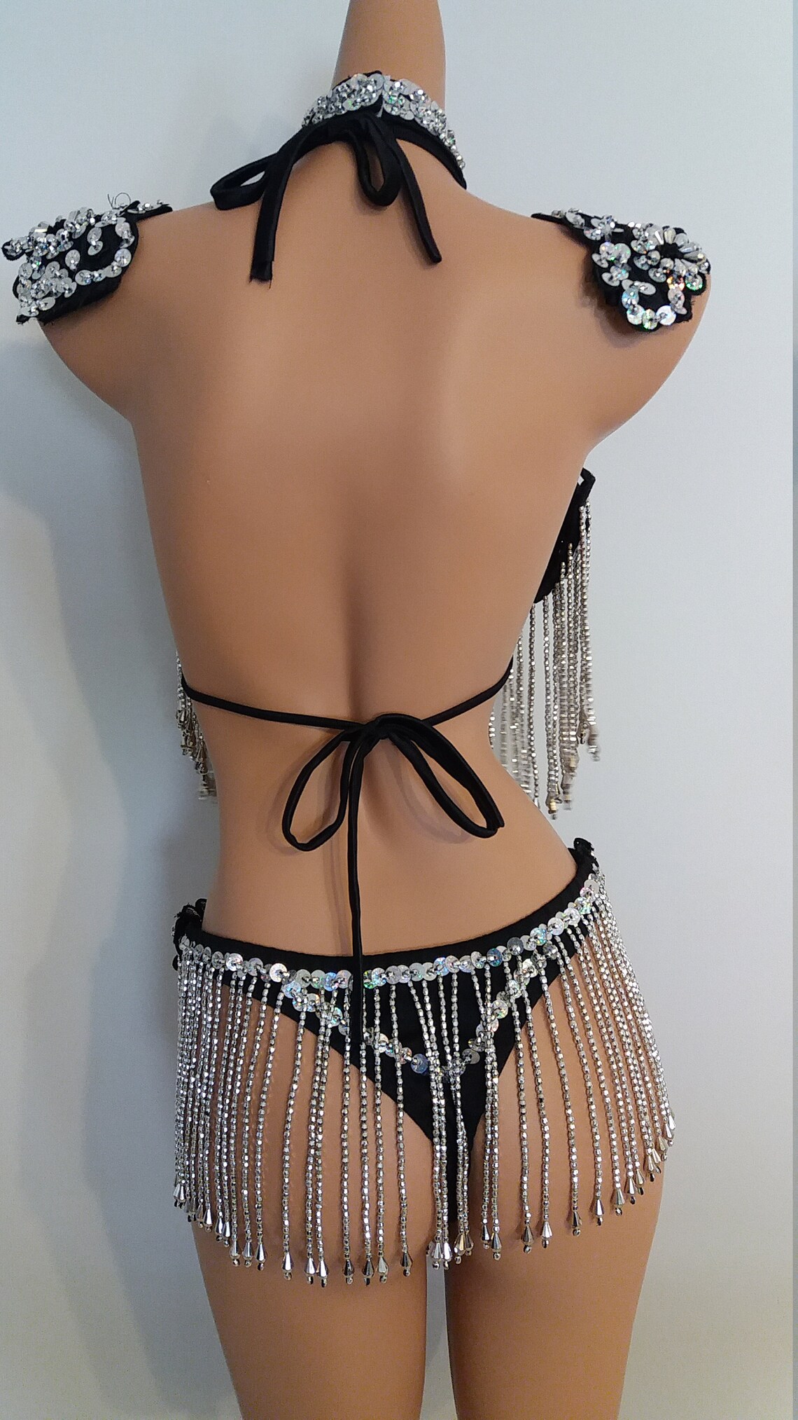 BLACK Sequin BIKINI5 Piece Set PerlesSamba Costumes Carnival Etsy