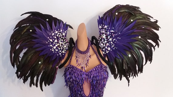 ORANGE Feather WingsBackpack-Samba Costumes Carnival-Mardi Gras-Show Girl Vegas Notting Hill Pride Parade Brazilian Carnaval-BM-RFW1-Or