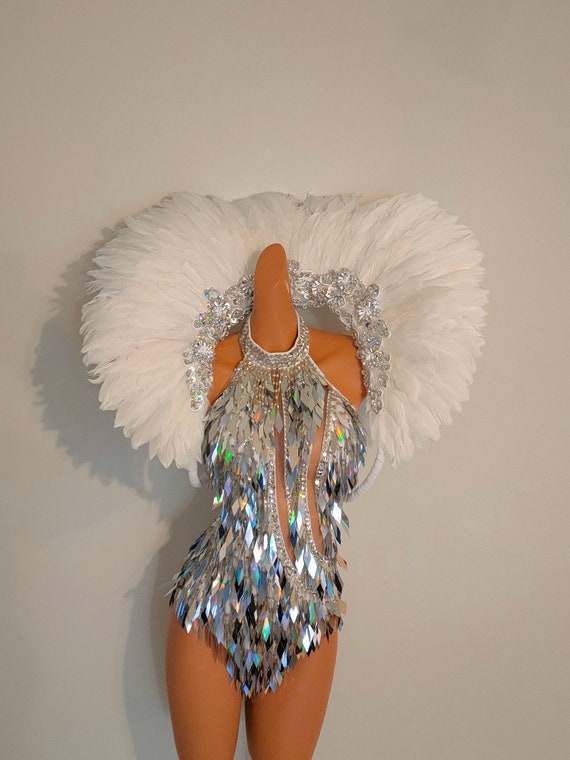 Samba Showgirl Feather Headdress and Wing Backpack Blue Samba Feather Showgirl Diva Headdress And Backpack main image 2