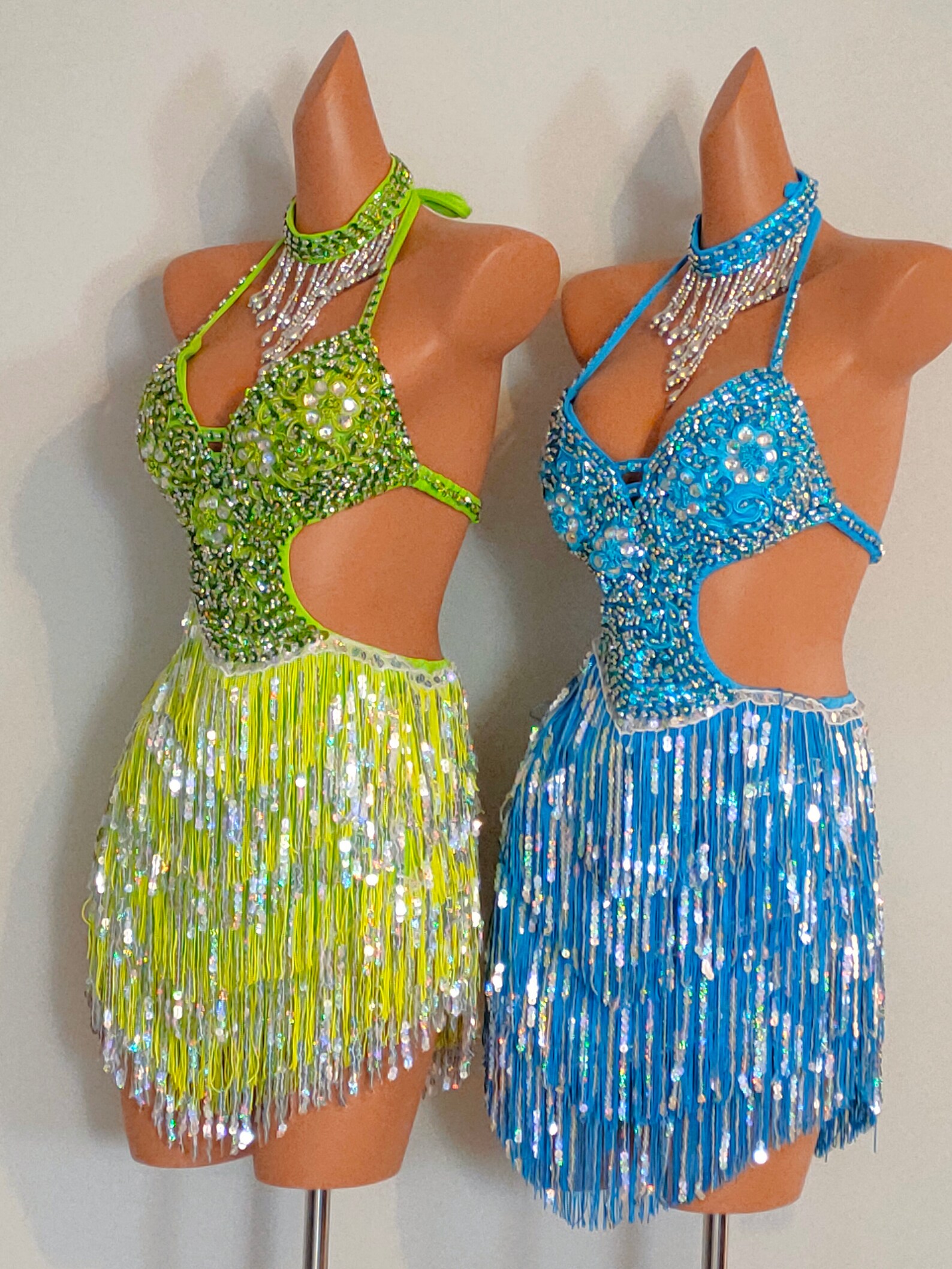 LIME GREEN Sequin Fringe Dress-samba Costumes Carnival Show - Etsy