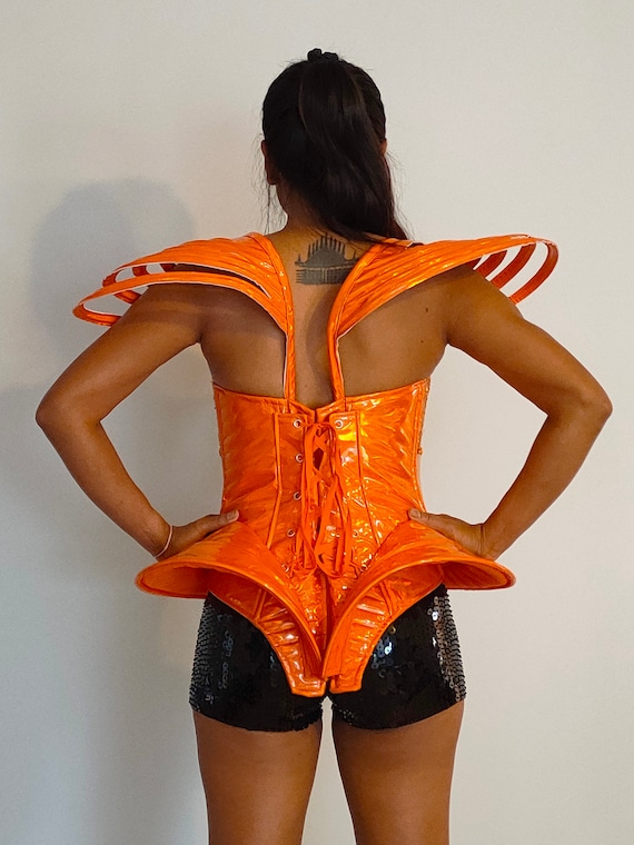 ORANGE CORSET Cage Outfit-sci Fi-samba Costumes Carnival-mardi