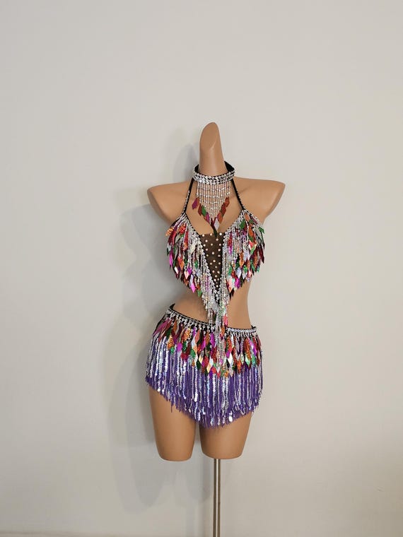 Multi-colour Sequin Fringe Dress-samba Costumes Carnival Show Girl Las  Vegas Notting Hill Pride Gay Parade Festival School Ball Brazil-ws - Etsy