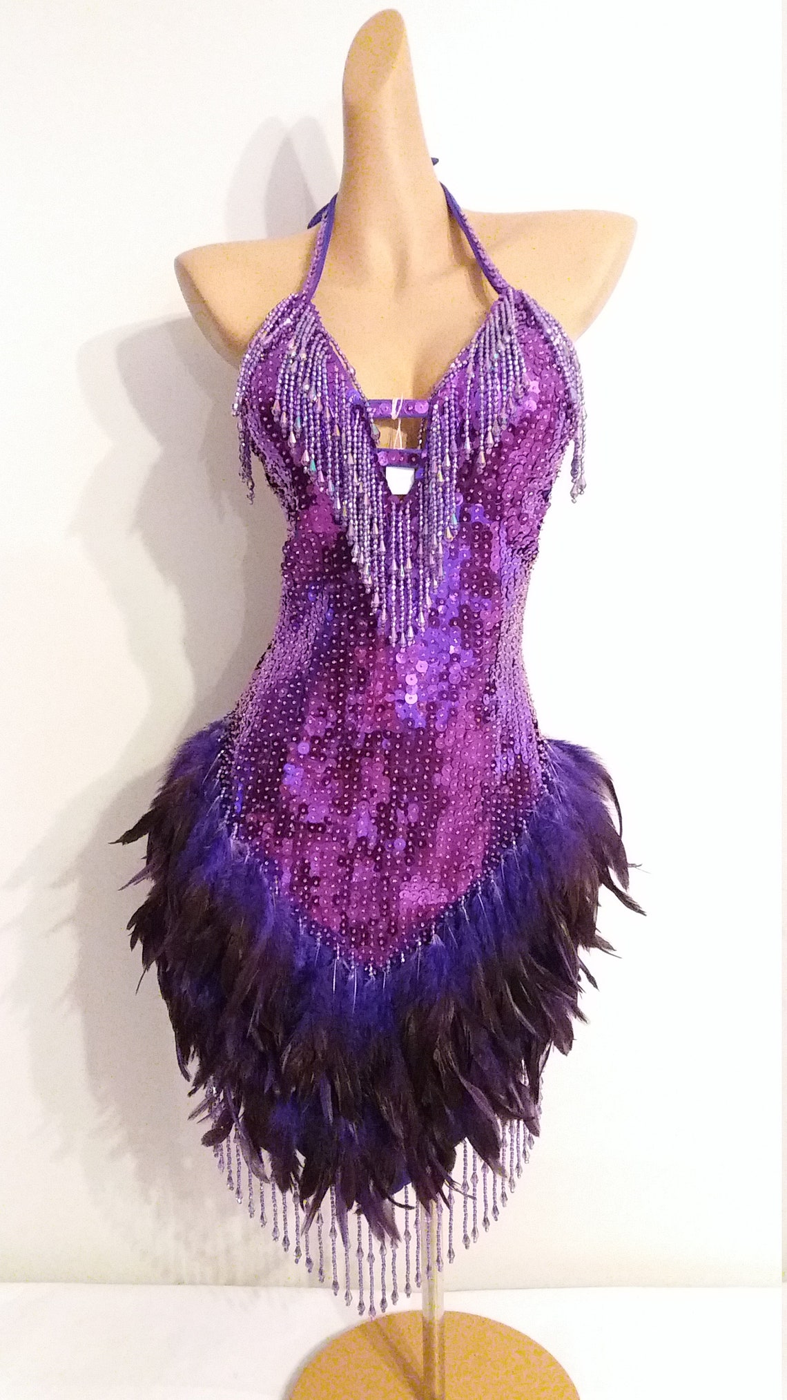 PURPLE Sequin Feather Dress Samba Costumes Carnival Show Girl | Etsy
