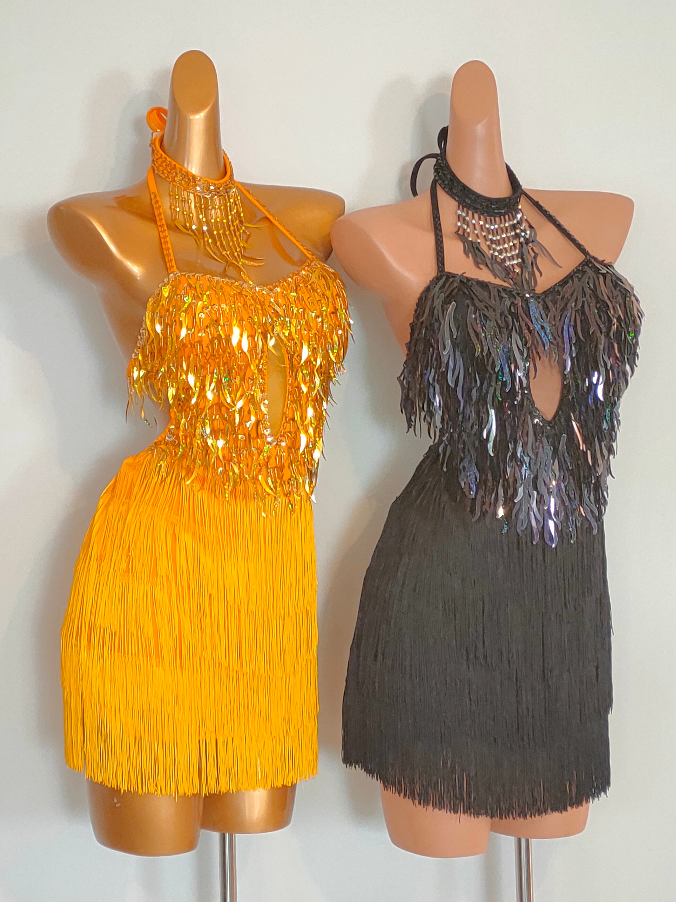 GOLD Beads Fringe Dress-samba Costumes Carnival Show Girl Las - Etsy UK
