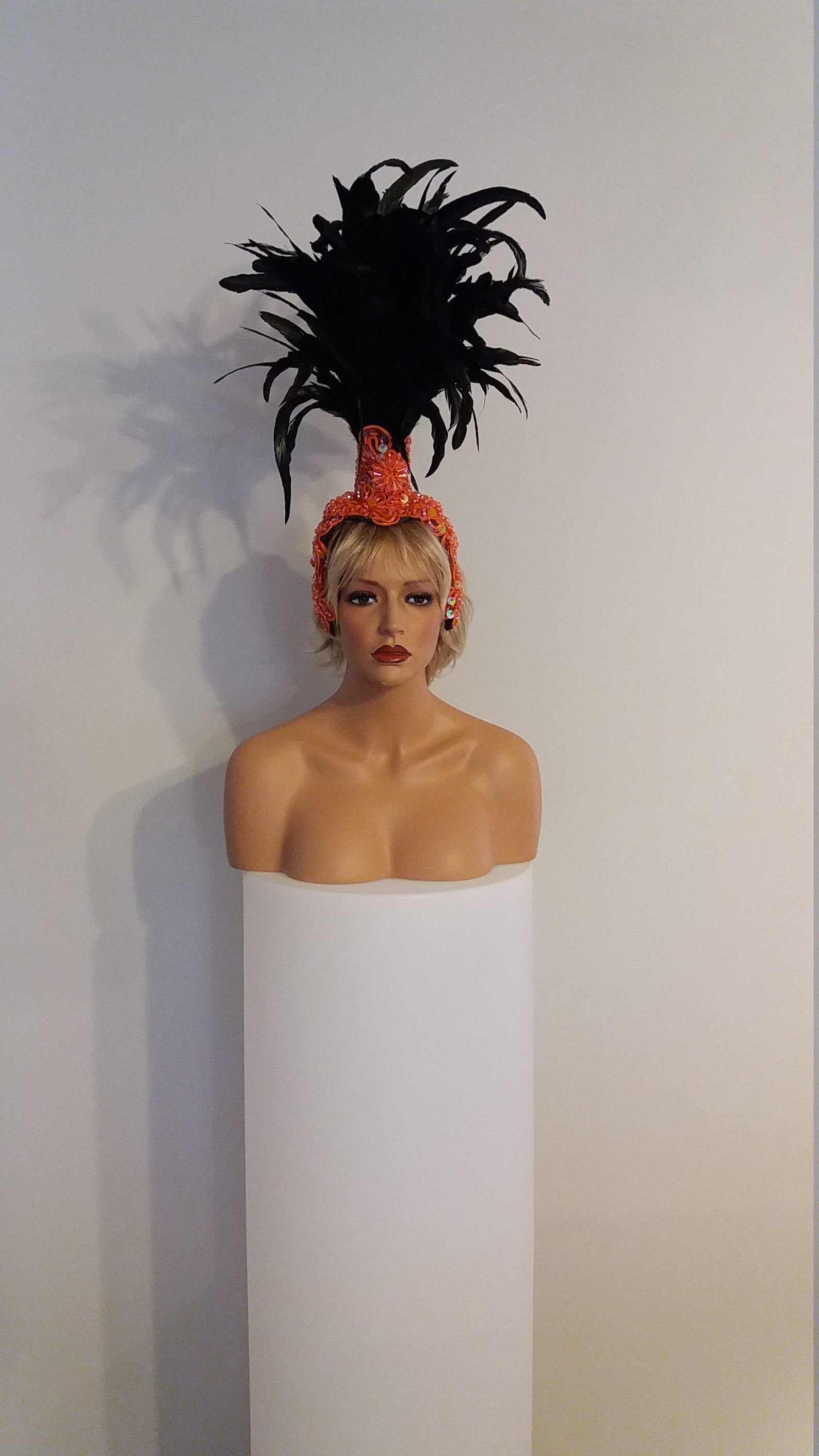 Orange Sequin Feather Headdress, Samba Carnival Costume - Etsy