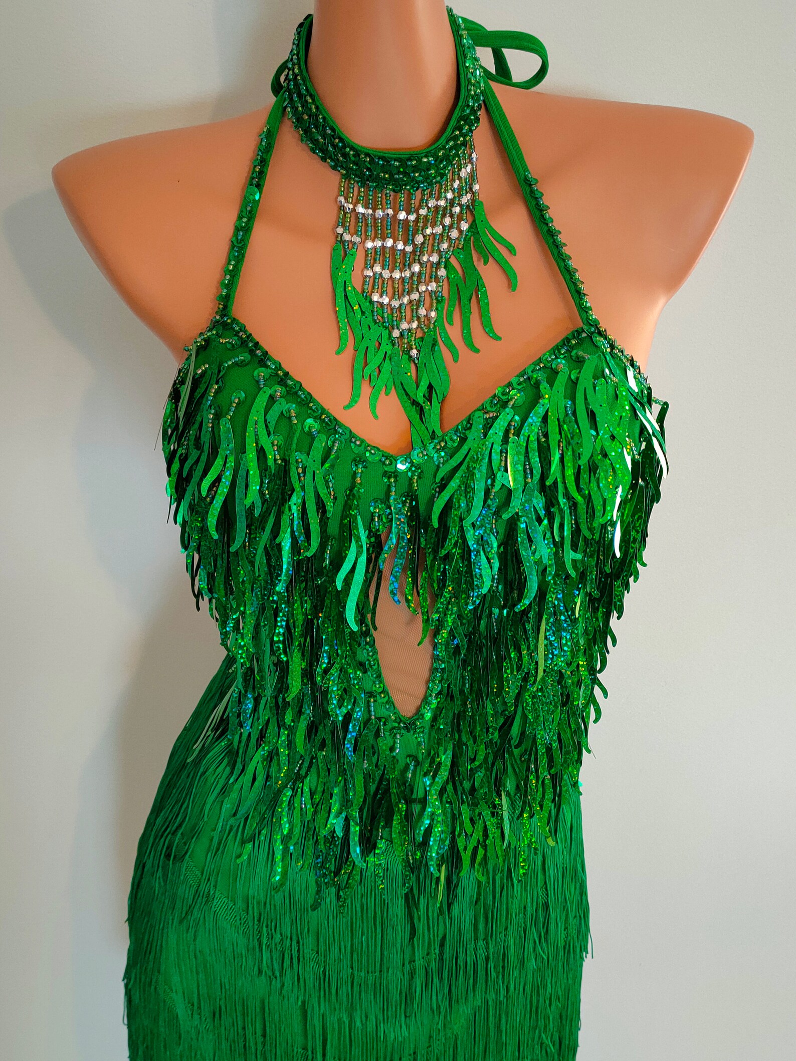 Dark Green Beads Fringe Dresssamba Costumes Carnival Show Etsy