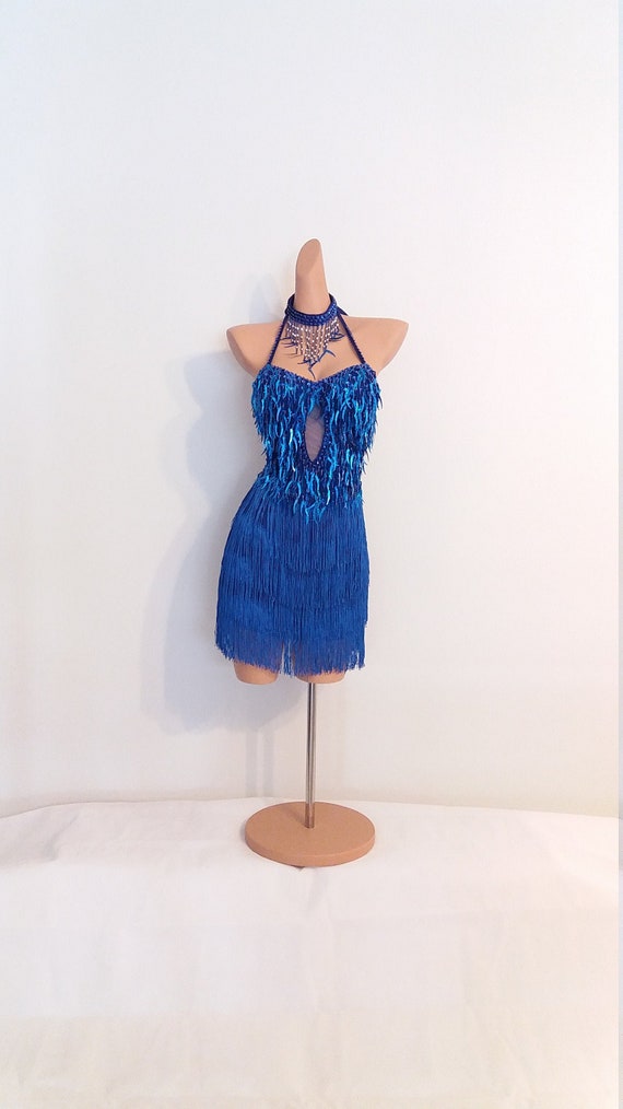 blue fringe dress