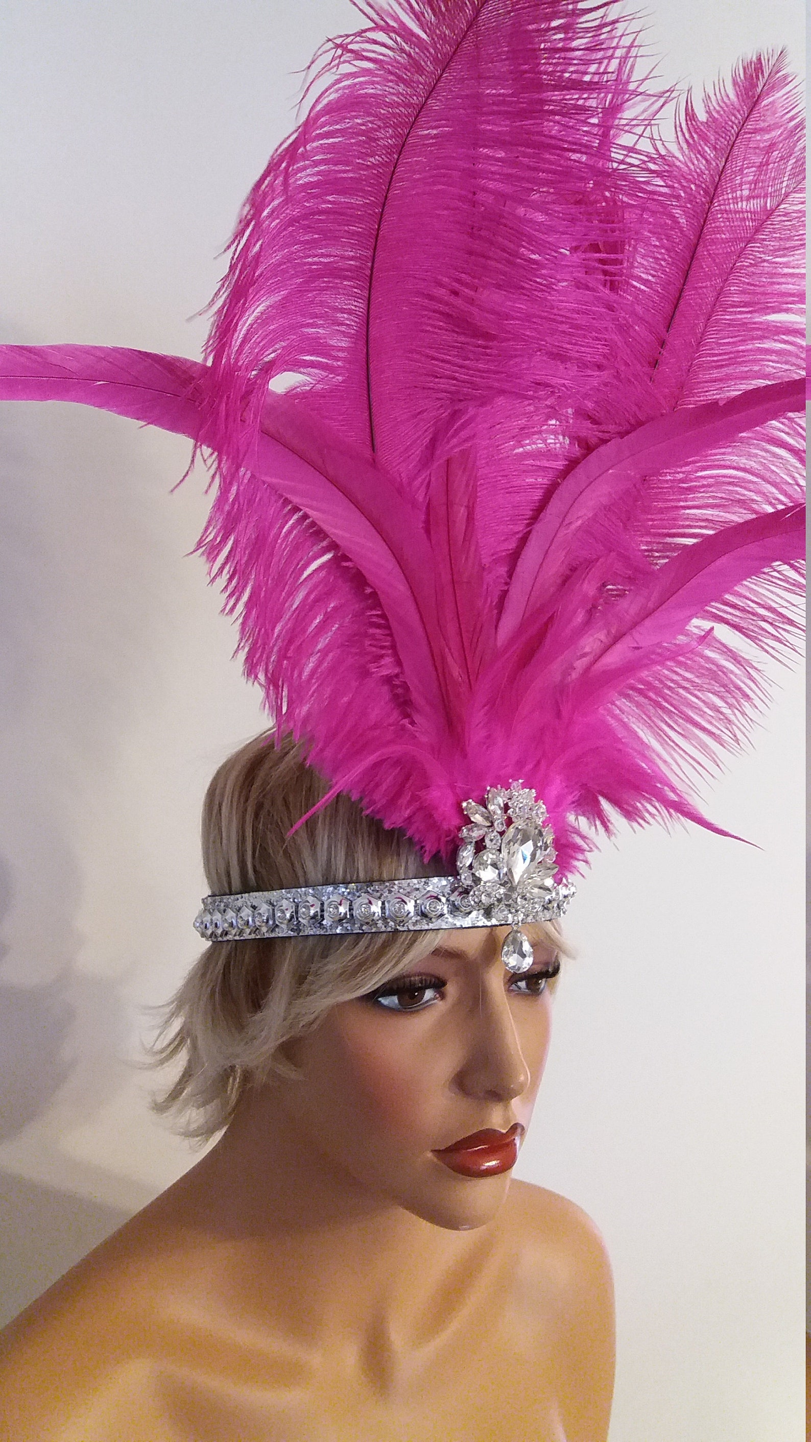 PINK Feather Headbandheaddresssamba Costumes Carnivalmardi Etsy