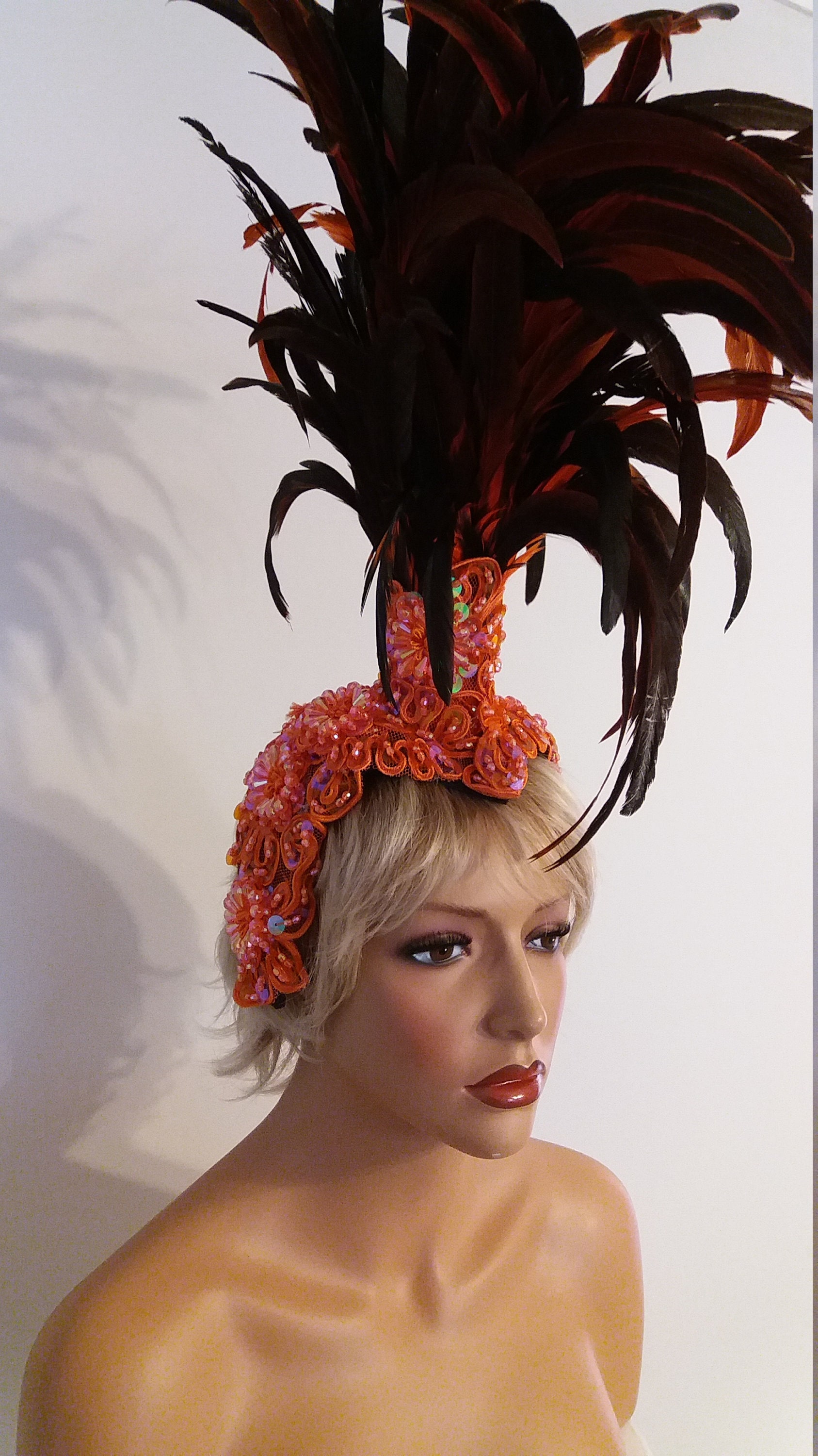 ORANGE Feather Headpieceheaddresssamba Costumes Etsy UK