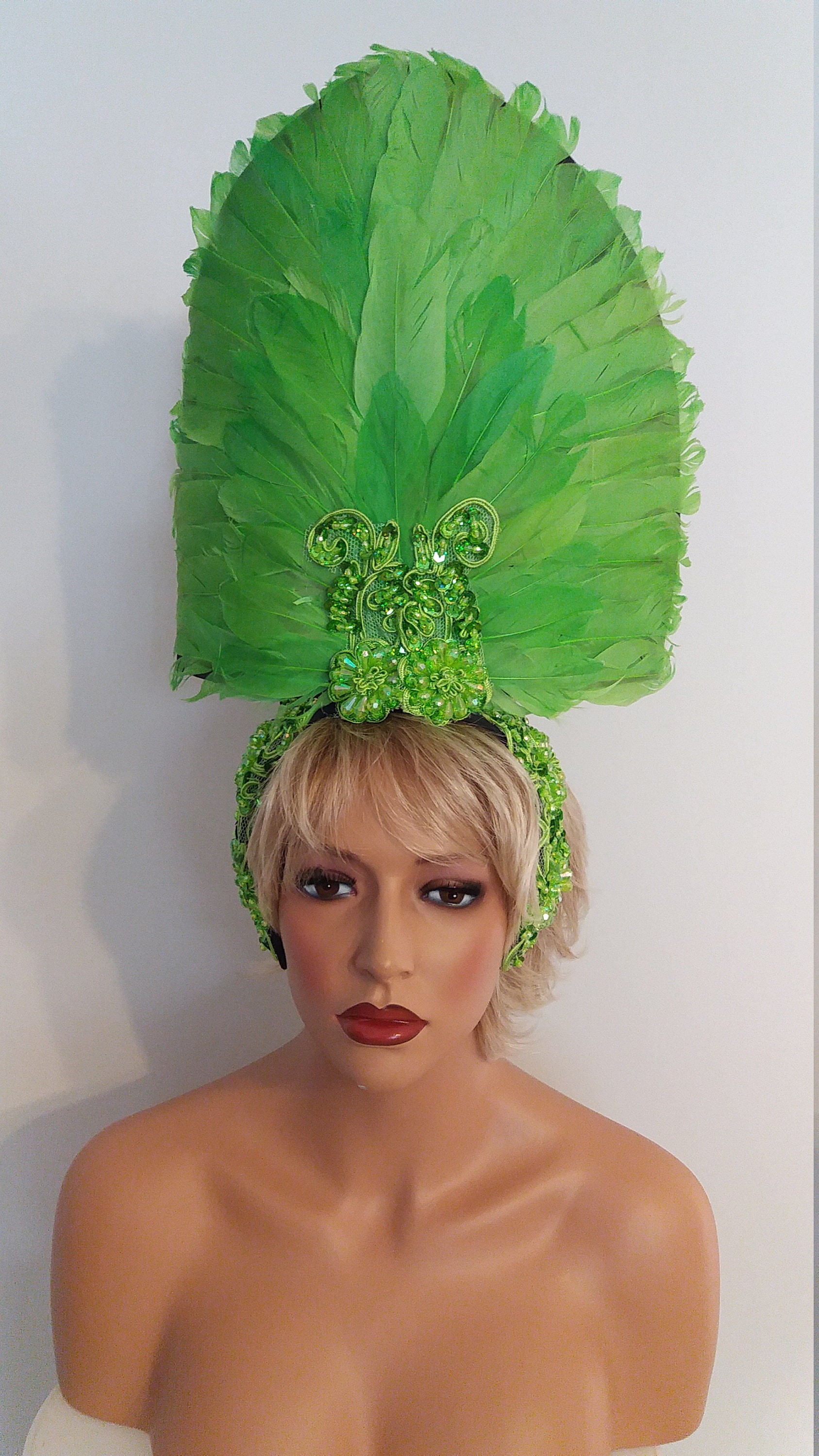 Lime GREEN Feather Headpieceheaddresssamba Costumes Etsy UK