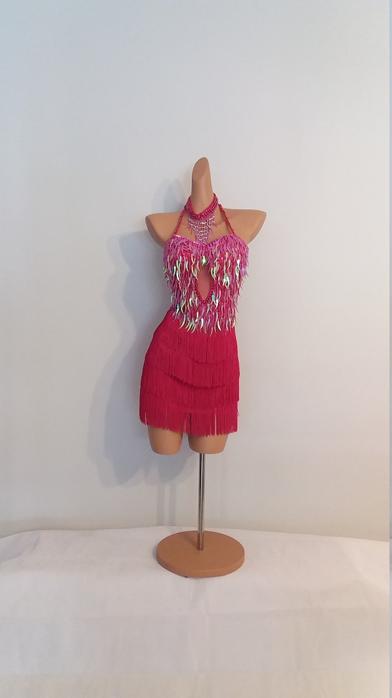 Hot Pink Fringe Dress: Samba, Carnival, & Showgirl Costume