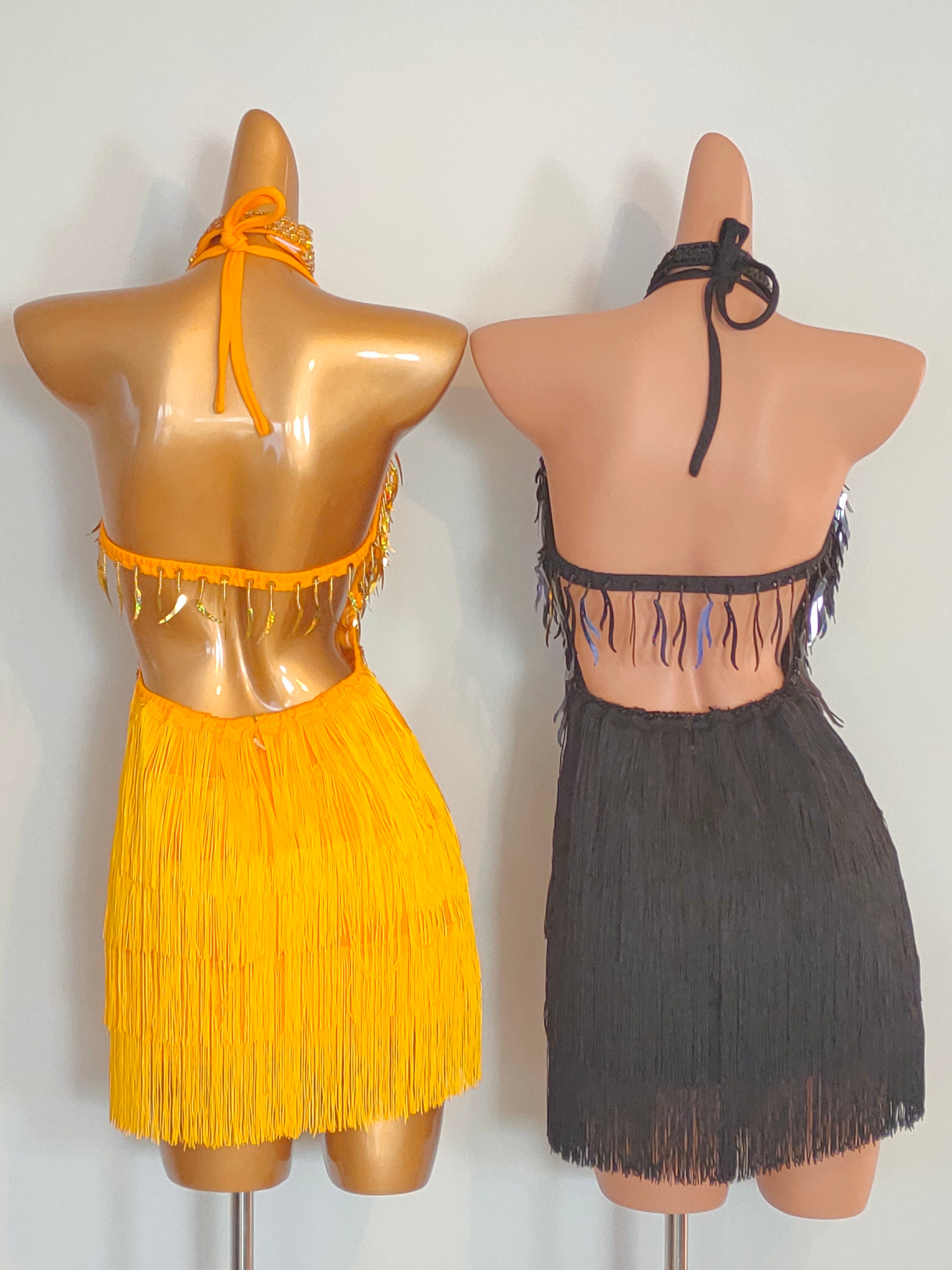 GOLD Beads Fringe Dress-samba Costumes Carnival Show Girl Las - Etsy UK