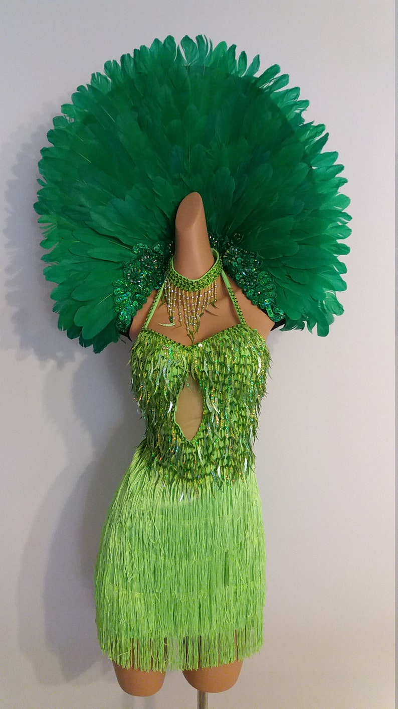 GREEN Feather Collarsamba Costumes Carnivalmardi Gras Show Etsy