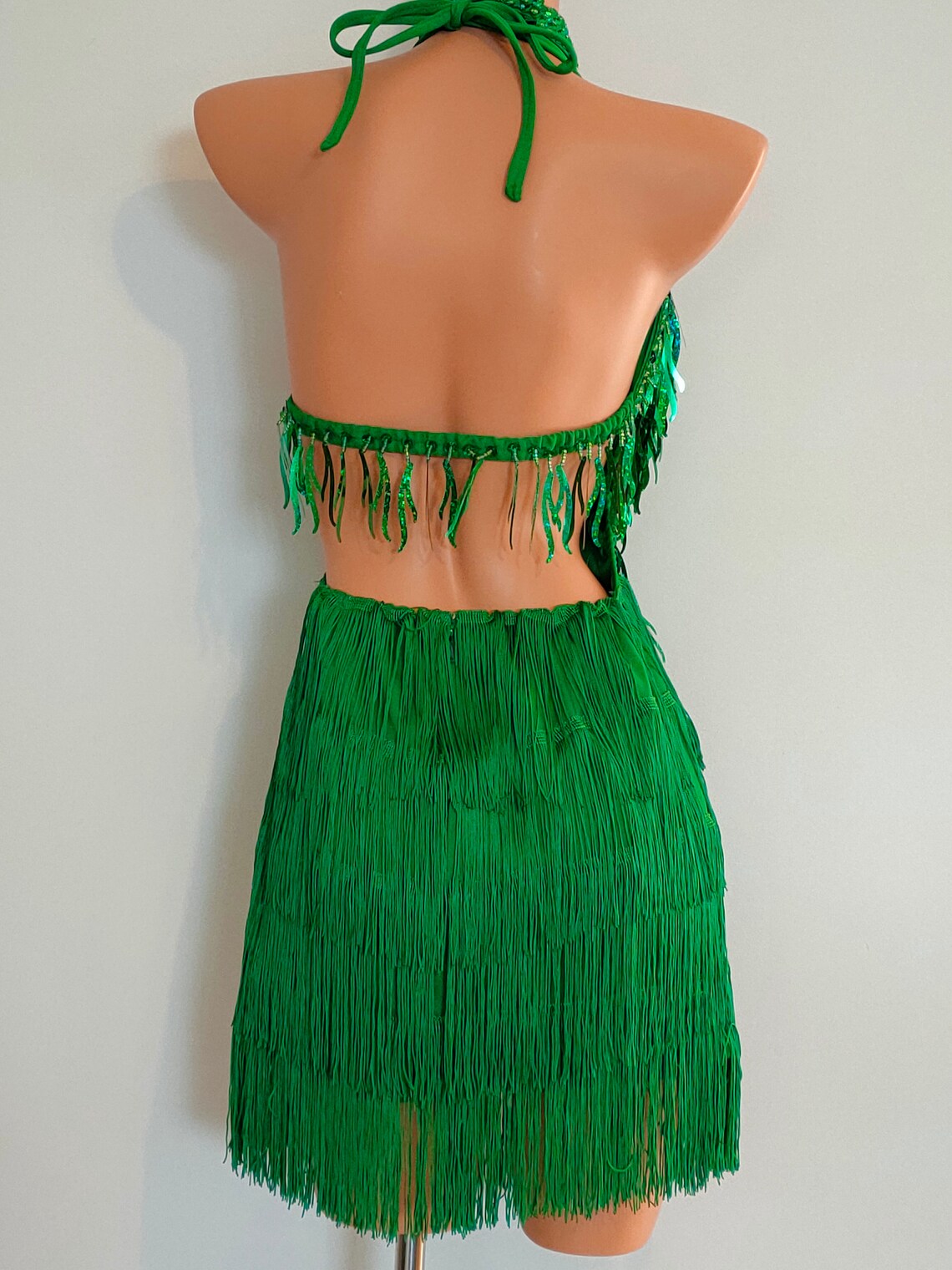 Dark Green Beads Fringe Dresssamba Costumes Carnival Show Etsy