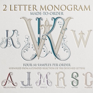 2-Letter Monogram | A wedding monogram assembled-to-order from pre-designed letters. Includes SVG, Adobe, and Canva ready file types.