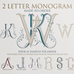 2-Letter Monogram | A wedding monogram assembled-to-order from pre-designed letters. Includes SVG, Adobe, and Canva ready file types.