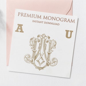 AU UA Wedding Duogram, Wedding Monogram | Wedding Logo | Invitation Logo | Stationery Letterhead | Home Decor | Family Initials | Crest