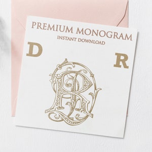 DR RD (V2) Wedding Duogram, Wedding Monogram | Wedding Logo | Invitation Logo | Stationery Letterhead | Home Decor | Family Initials | Crest