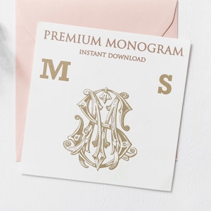 MS SM V.2 Wedding Duogram, Wedding Monogram | Wedding Logo | Invitation Logo | Stationery Letterhead | Home Decor | Family Initials | Crest