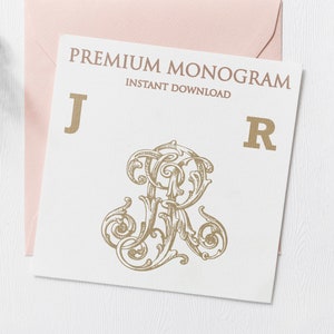 JR RJ Wedding Duogram, Wedding Monogram | Wedding Logo | Invitation Logo | Stationery Letterhead | Home Decor | Family Initials | Crest
