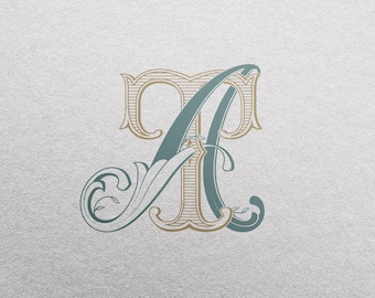 AT Wedding Monogram| Color editable and ready for Canva - scalable vector design for wedding decor, invitations, and personalized gifts