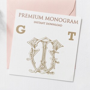 GT TG Wedding Duogram, Wedding Monogram | Wedding Logo | Invitation Logo | Stationery Letterhead | Home Decor | Family Initials | Crest