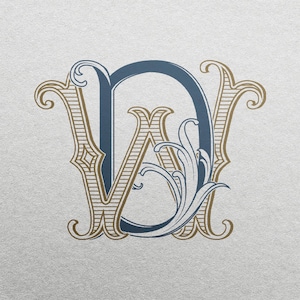 Wedding Monogram SVG - DW | Letters D & W are combined as a color editable logo for wedding invitations, personalized gifts, and decor