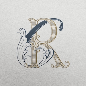 Wedding Monogram or Personal Logo with Initials CR | Color editable vector design for wedding invitations, personalized gifts, and decor
