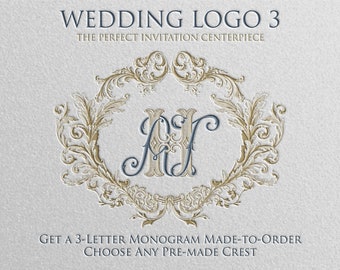 Wedding Logo | Includes a made-to-order 3-letter monogram combined with any pre-made crest, wreath, or frame in our shop.