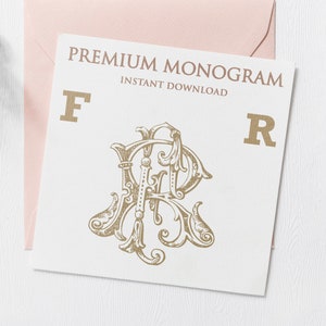 FR, RF V.2 Wedding Duogram, Wedding Monogram | Wedding Logo | Invitation Logo | Stationery Letterhead | Home Decor | Family Initials | Crest