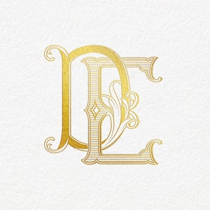 Wedding Monogram SVG with Initials DE | Color editable vector design for wedding invitations, personalized gifts, and decor