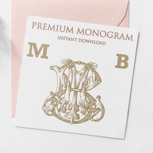 MB BM Wedding Duogram, Wedding Monogram | Wedding Logo | Invitation Logo | Stationery Letterhead | Home Decor | Family Initials | Crest