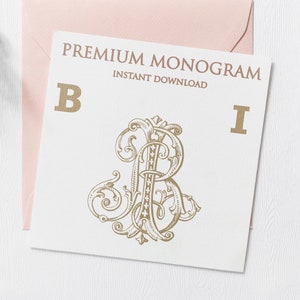 BI IB Wedding Duogram, Wedding Monogram | Wedding Logo | Invitation Logo | Stationery Letterhead | Home Decor | Family Initials | Crest